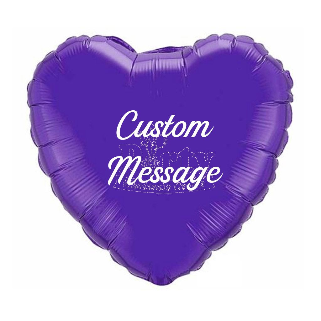 Customised Purple Heart Foil Helium Balloon 18In | Party ...