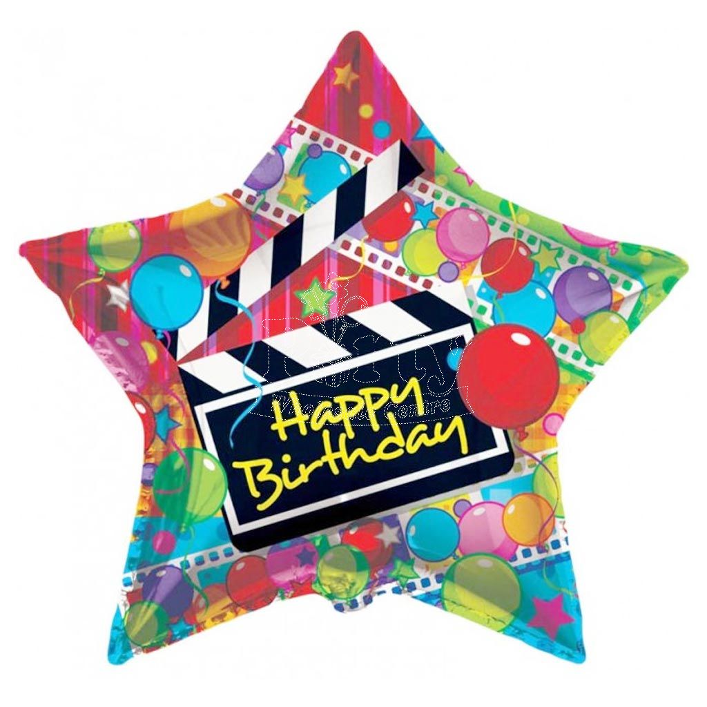 Happy Birthday Film Movie Star Balloon 18inch | Party Wholesale