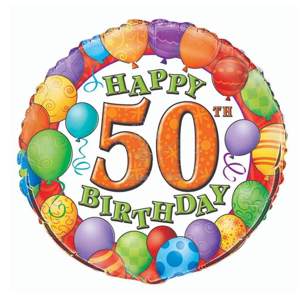 Happy 50th Birthday Vibrant Balloons Foil Balloon 18inch Party Wholesale