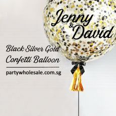 Black Gold Silver Confetti Balloon